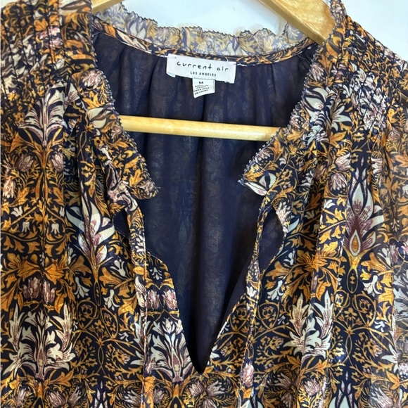 Anthropologie Current Air Ruffle Metallic Patterned Mini Dress - Picture 3 of 12